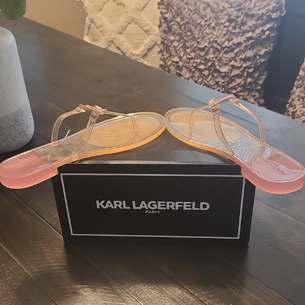 Karl Lagerfeld Pink and Transparent Sandals